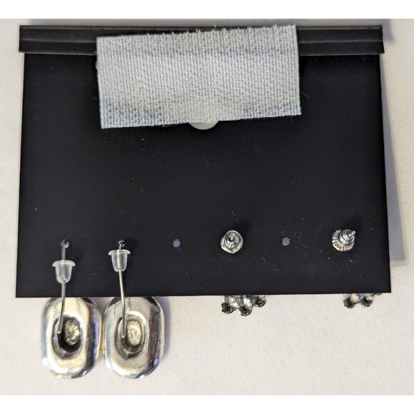 nOir Turquoise Heart Stud Earrings & Silver Western Dangle Earrings Set - Picture 2 of 5